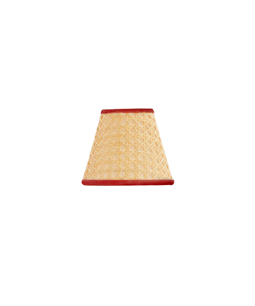 Cane Lampshade, Rust Red Trim, Mini - Image 4