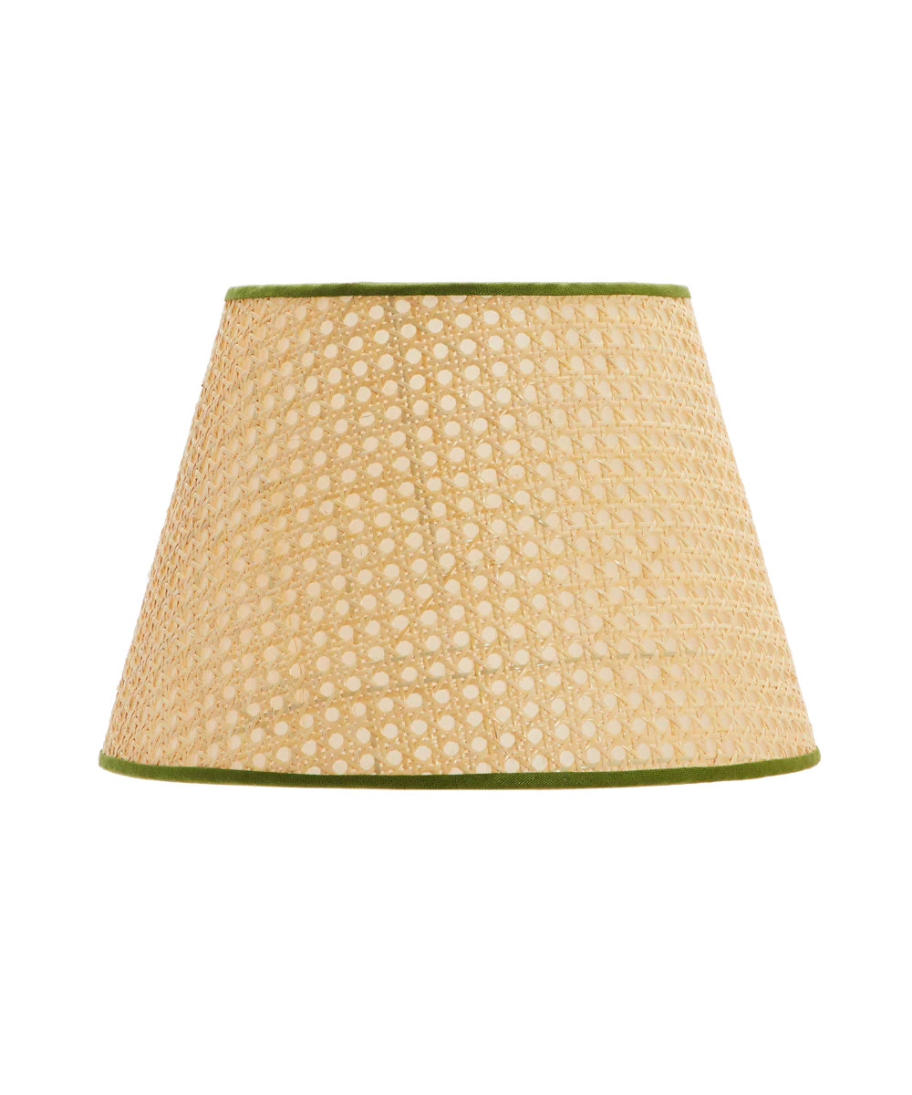 Cane Lampshade, Khaki Trim, Medium