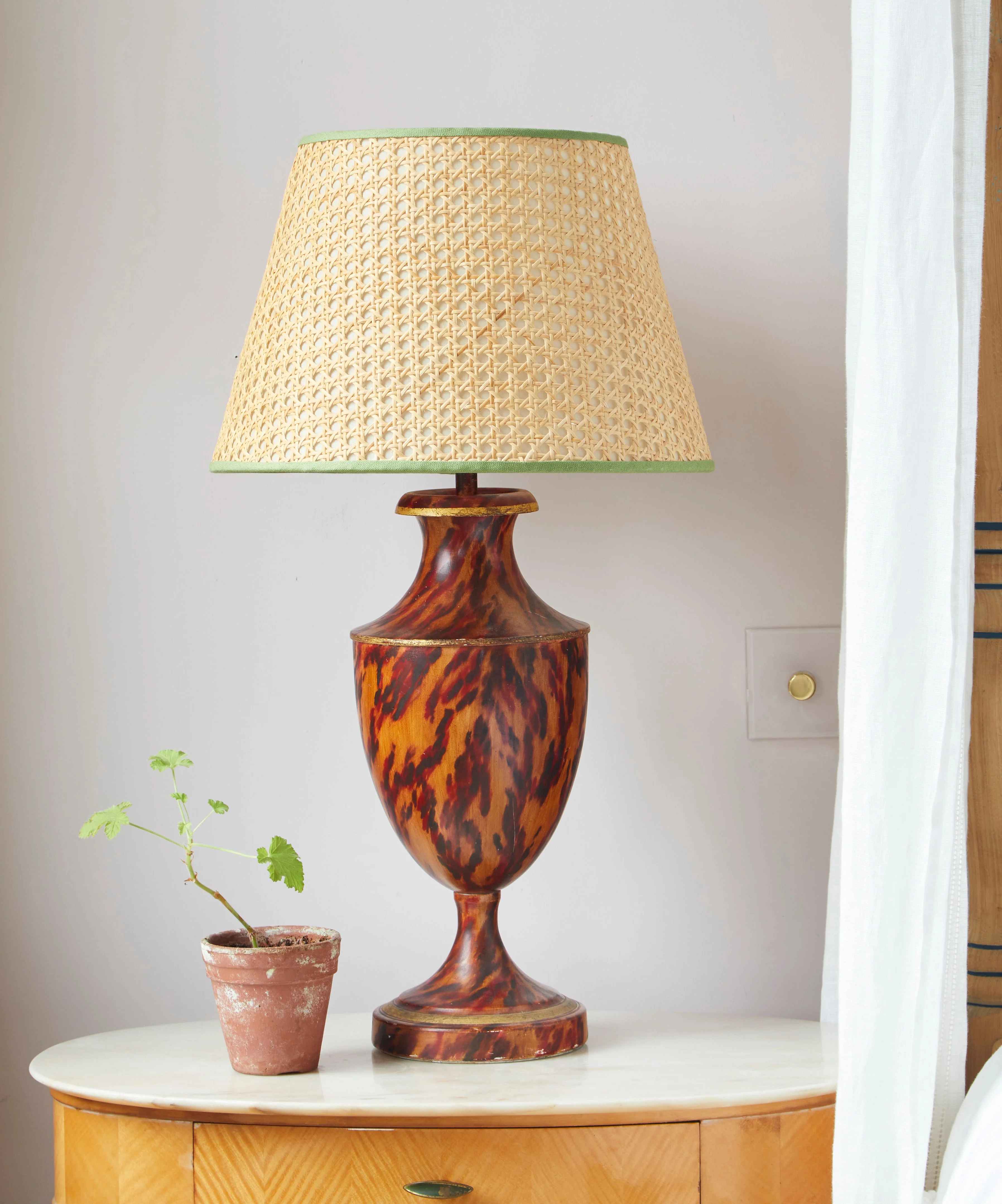Cane Lampshade, Khaki Trim, Medium - Image 2