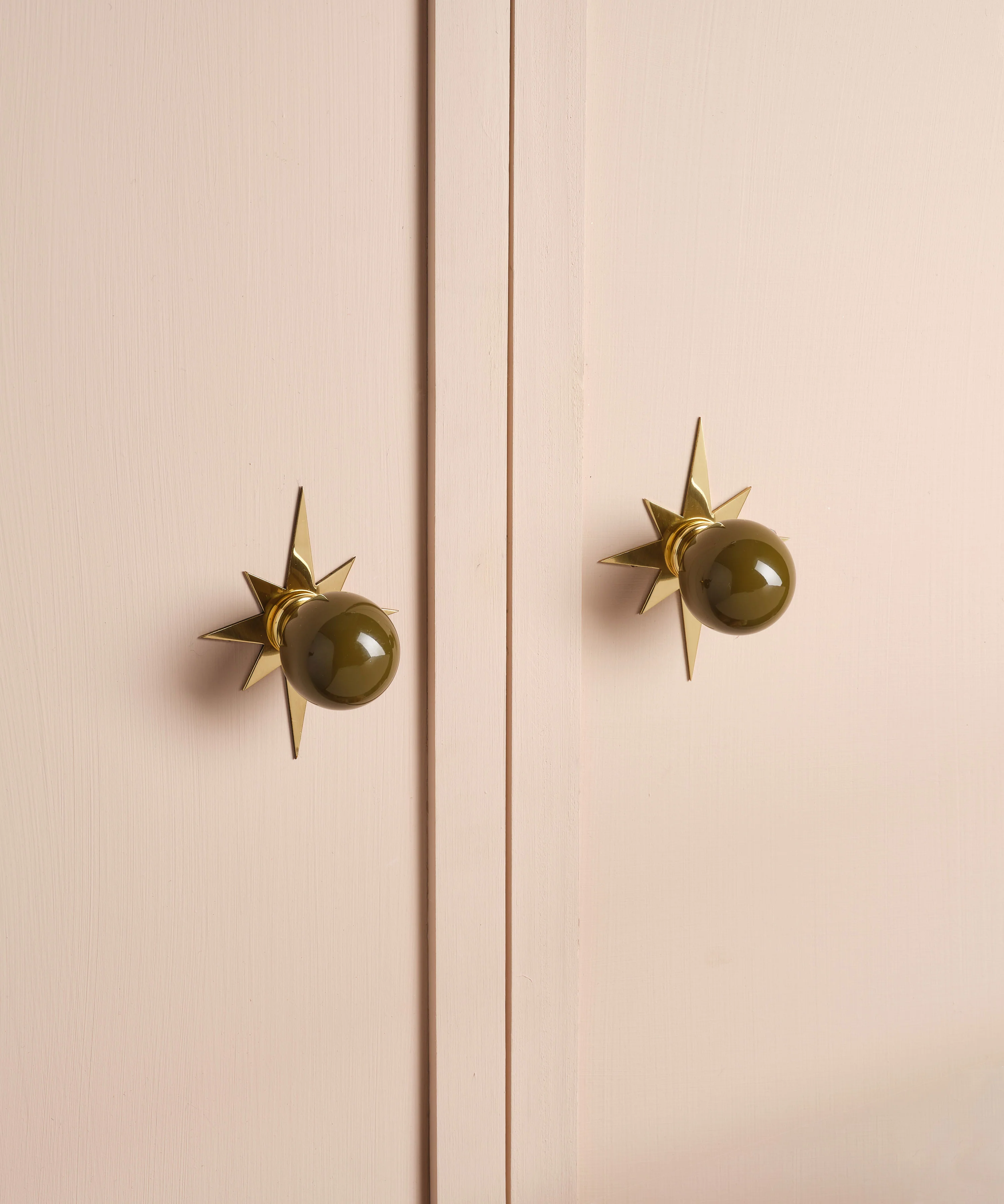 Coloured Knob, Khaki, Brass - Image 2