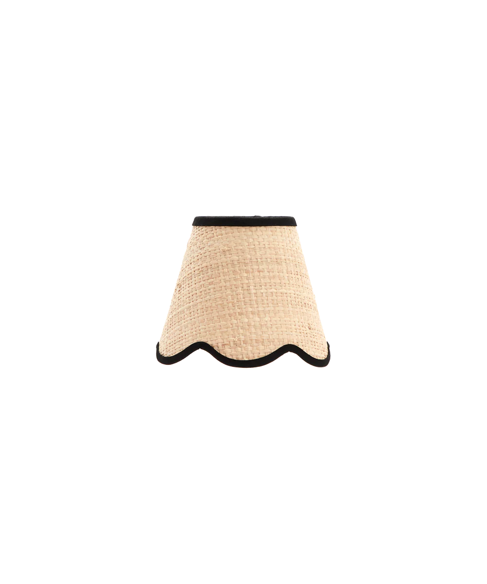 Raffia Scallop Lampshade, Black Trim, Mini - Image 3